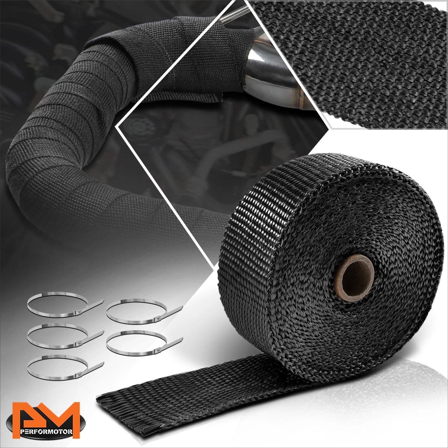 30FT 2" Fiberglass Exhaust Header Heat Wrap for Universal Applications