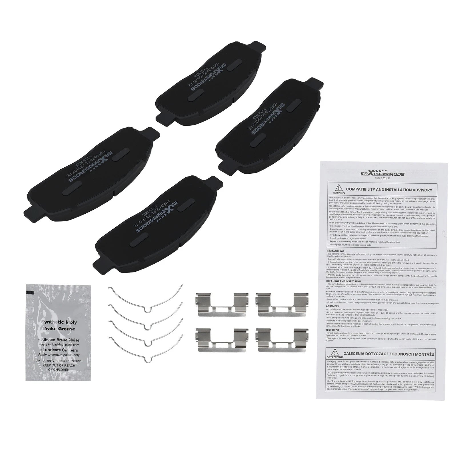Set of 4 Front Brake Pads for Ford F-150 Heritage (2004) Lincoln Mark LT (2006–2008)