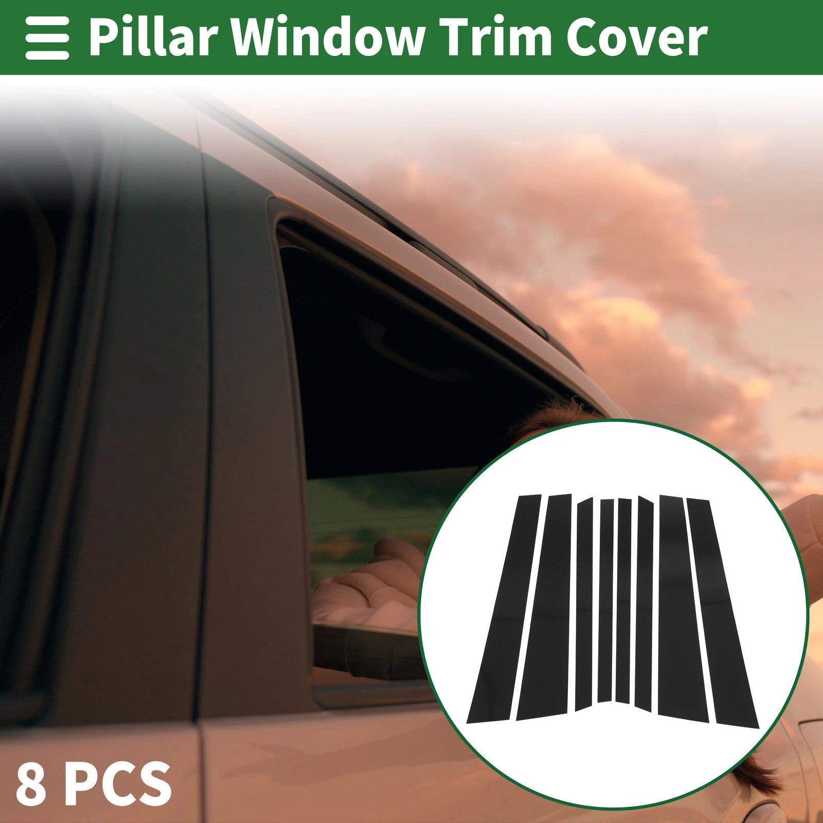 8 Pcs Door Pillar Window Trim for BMW X5 (2014–2018) Black