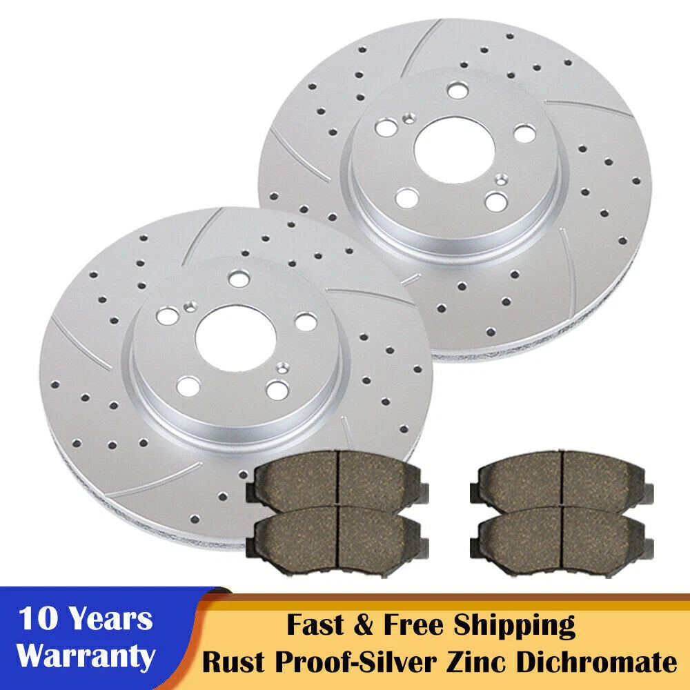 Front Slotted Brake Rotors & Pads for Toyota Corolla Vibe Matrix (2003–2008)