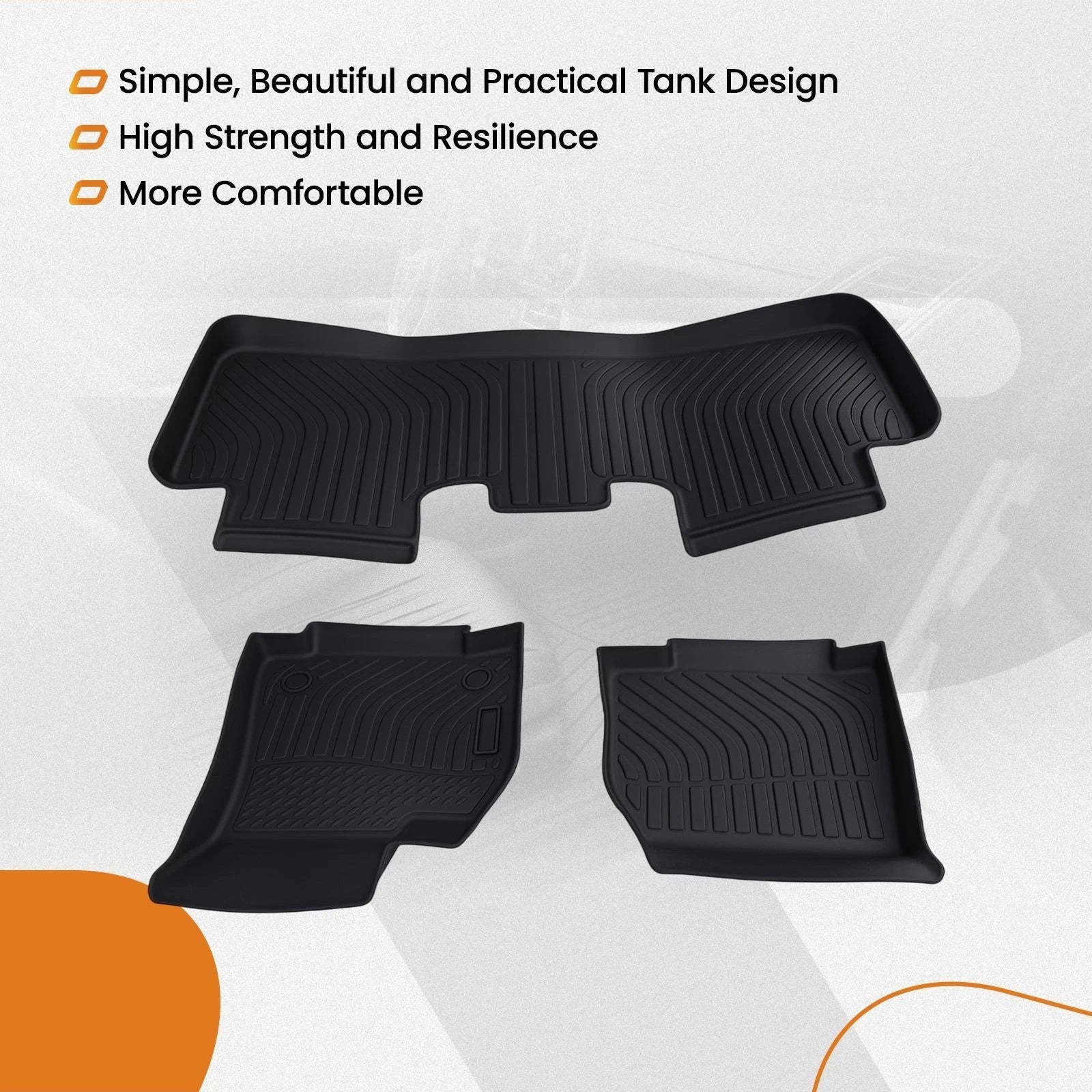 Set of 2 Black Floor Mats Liner for Tesla Model Y (2020–2024) TPE Waterproof
