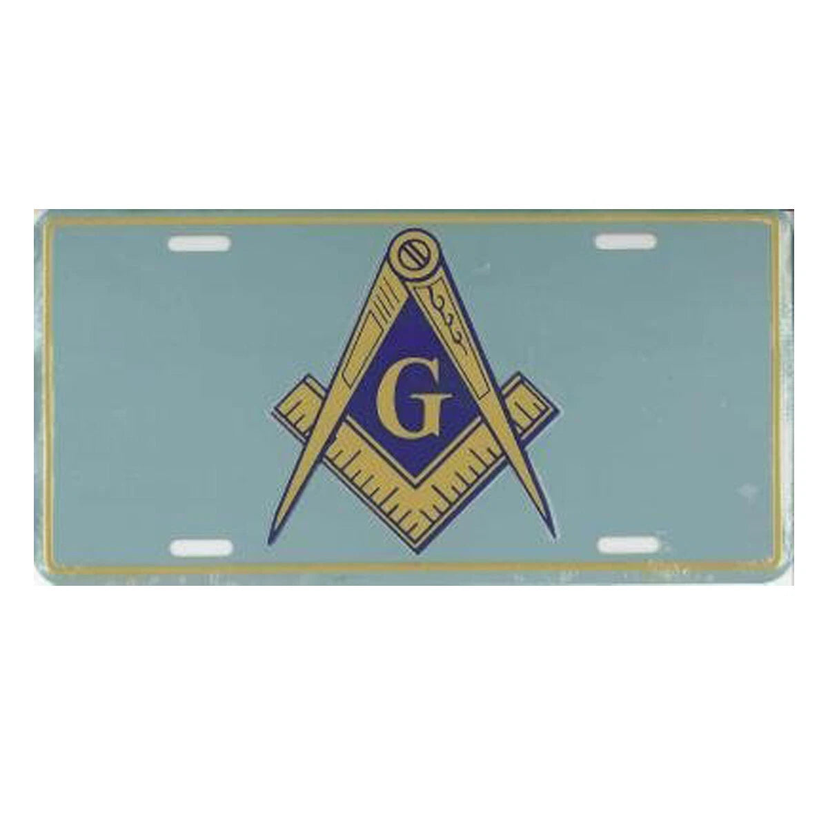Aluminum License Plate for Freemasonry Masonic Symbol (Light Blue)