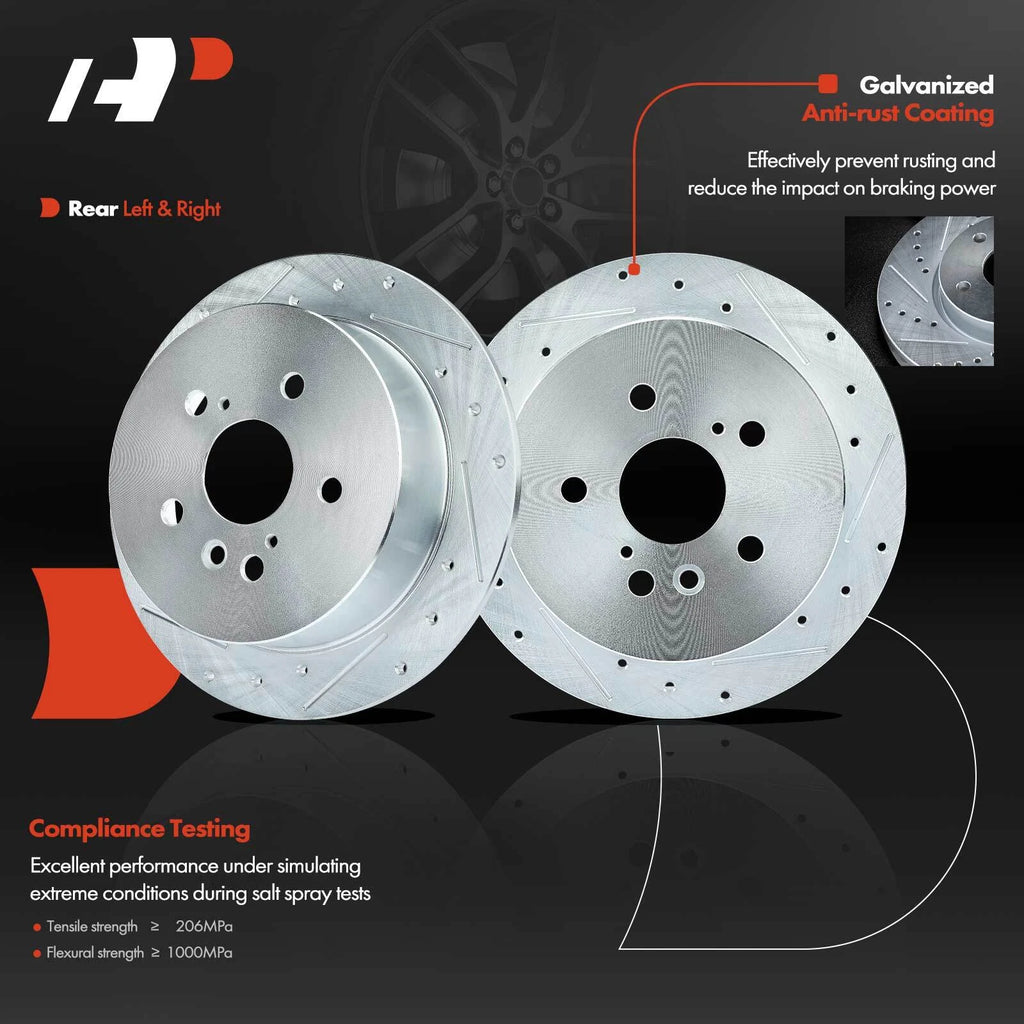 Drilled Rotor and Pad with Wheel Hub Rear for Lexus RX 330 (2004–2006)