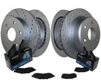Front Rear Brake Kit with Drilled Rotors & Akebono Ceramic Pads for Cadillac Chevrolet GMC