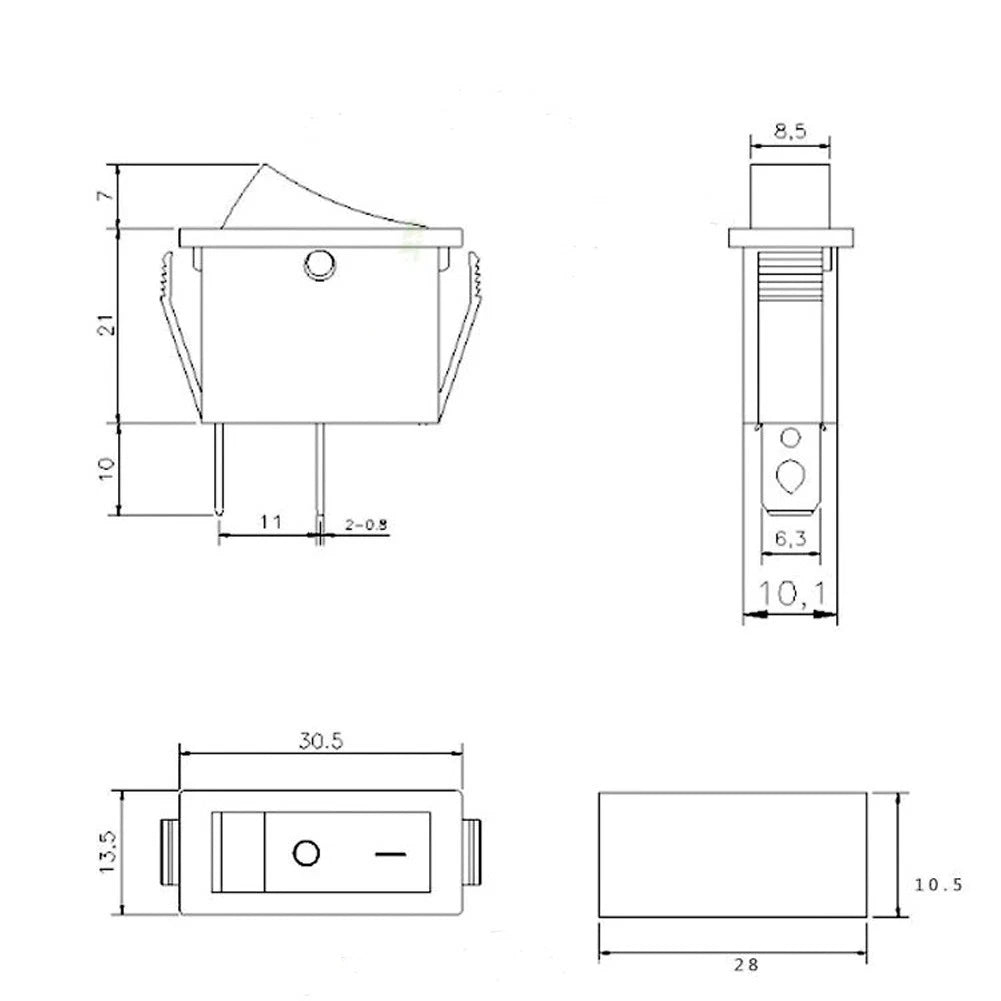 On-Off Rocker Switch for Car Dash Boat (SPST 16A 250VAC, 29mm x 10.5mm)