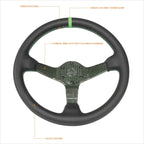 NRG RST-036CF-GN 350mm 3" Deep Dish Carbon Fiber Steering Wheel for Universal