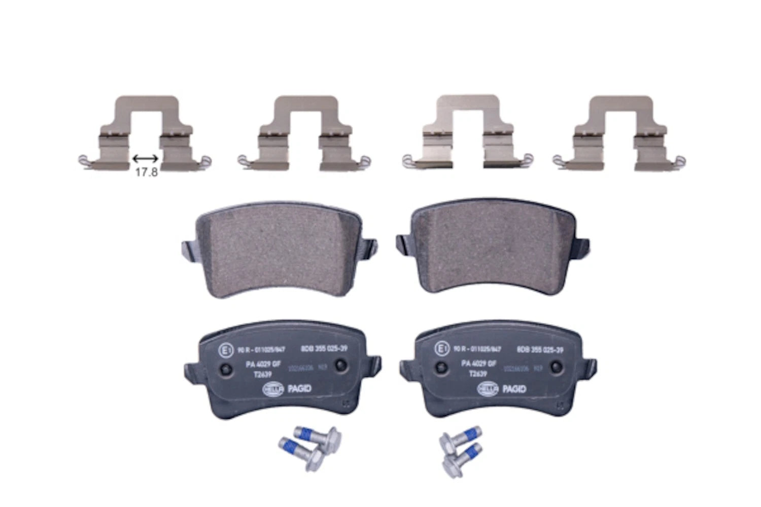 Set of 4 Hella Pagid 355025391 Rear Disc Brake Pads for Audi Q5 A5 A4 (2008–2020)