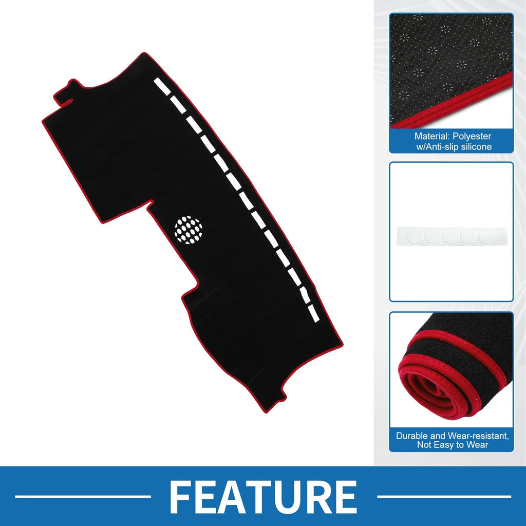 Dashboard Cover Mat for Ford Ranger (2024) - Sun Protector Pad Black Red