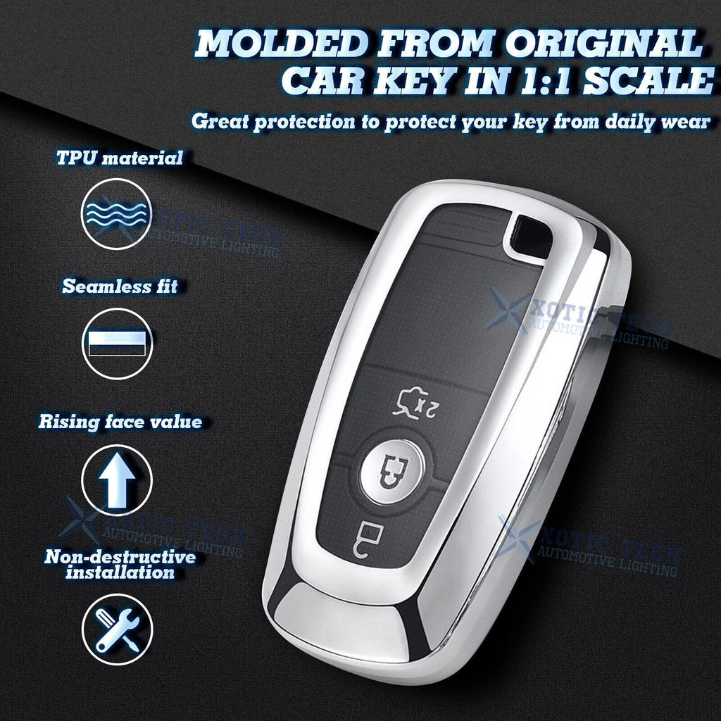 2pcs Silver Remote Key Fob Shell Case for Ford Explorer Edge F-150 F-250 (2011-2025)