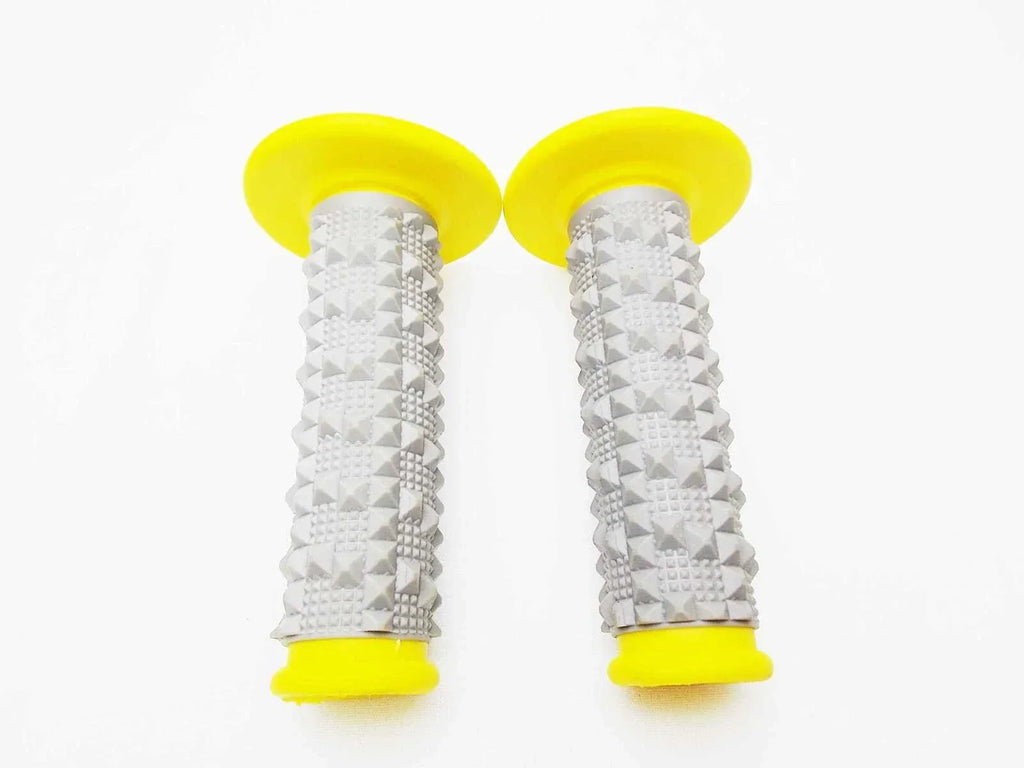 Yellow Grey Diamond Handlebar Grip Set for Honda CRF230 (2003-2023)