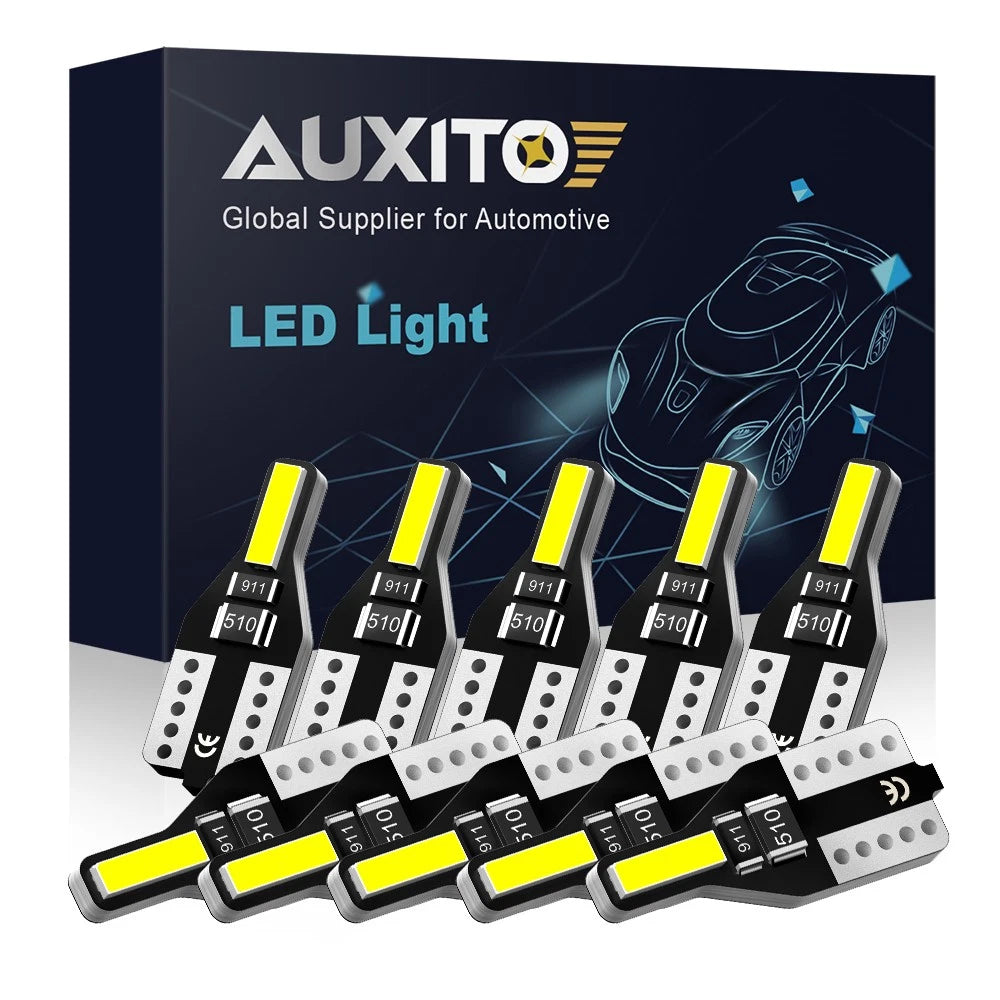 Set of 10 LED Light Bulbs for AUX T10 2825 (Compatible with Various Models)