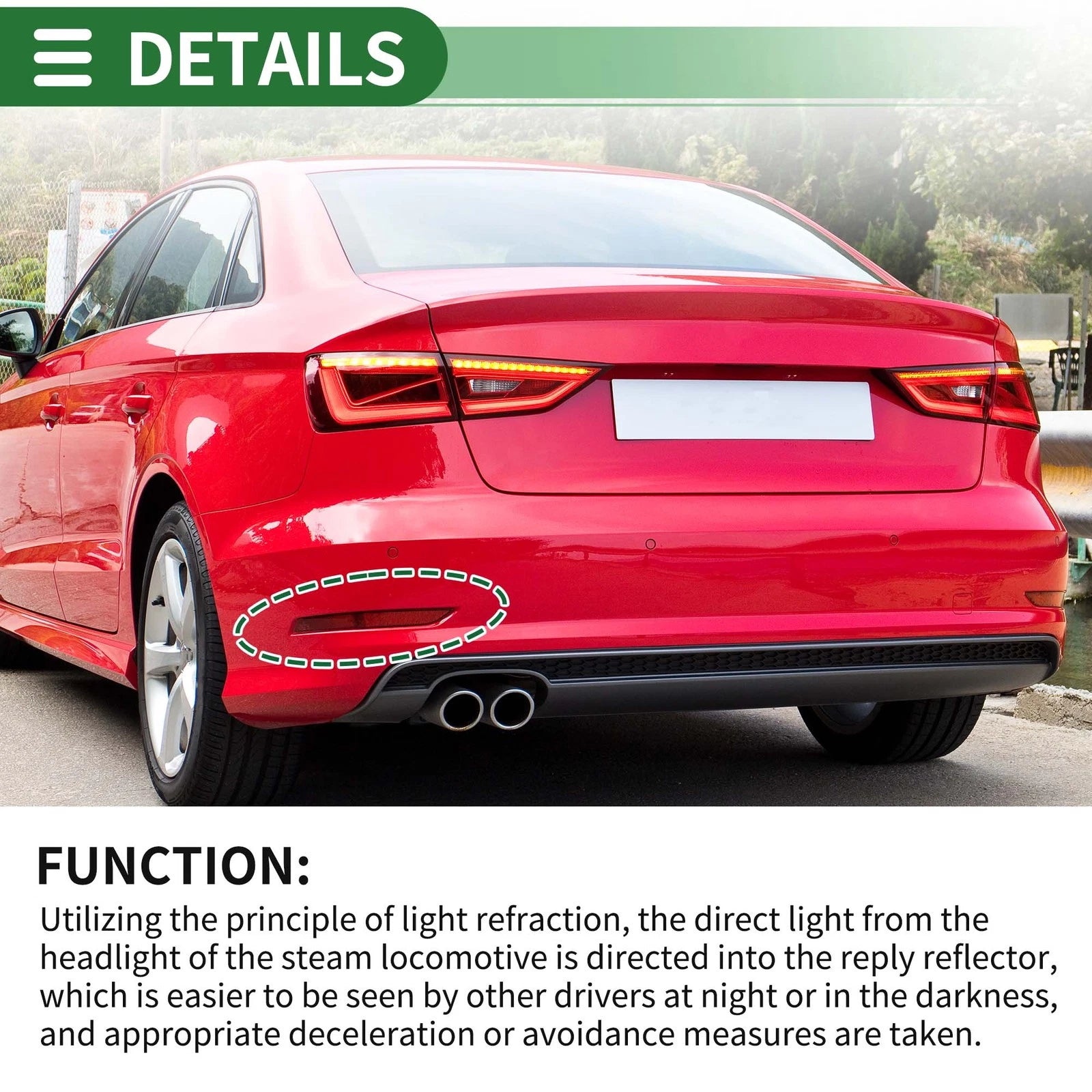 Bumper Reflector No. 8VD945105/8V5945105A for Audi A3 (2014–2016)