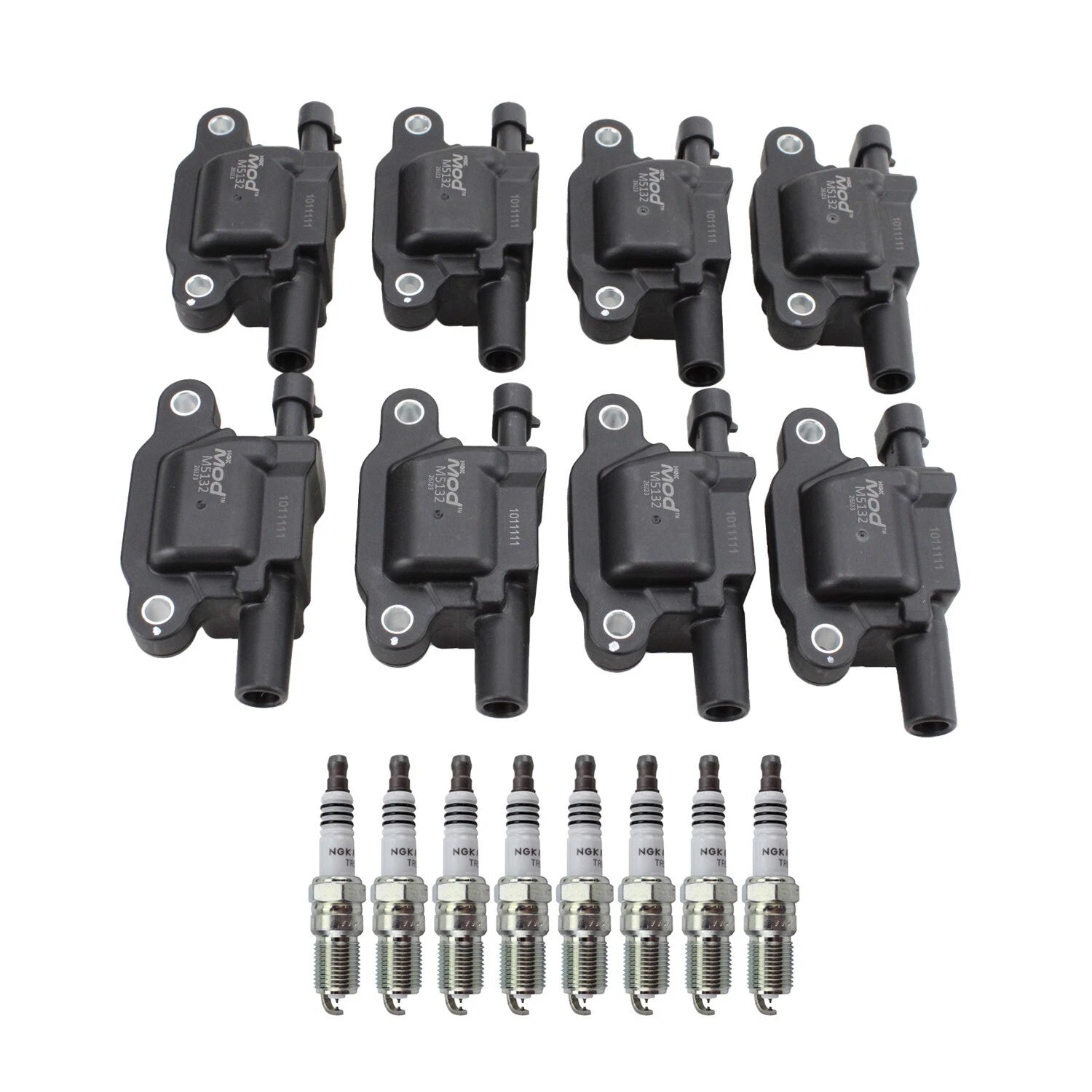 NGK Ignition Coil & 8 Ruthenium Spark Plugs Kit for H3T Savana 2500 3500 Yukon (2006–2013)