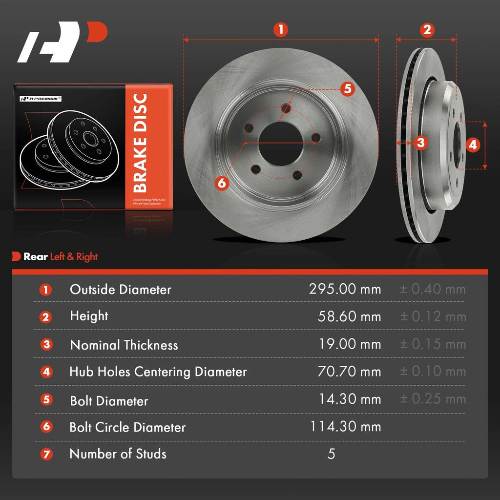 Rear Disc Brake Rotors for Ford Crown Victoria Mercury Grand Marquis (1992–2011)