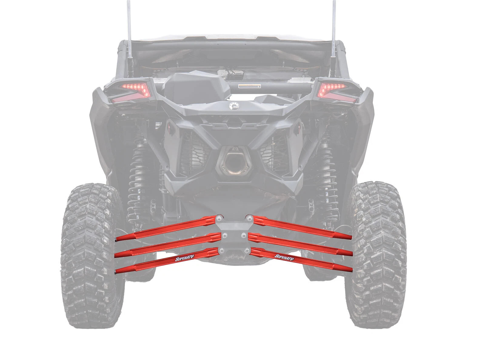 SuperATV Boxed Rear Radius Arms for Can-Am Maverick X3 (2017–2023) - Red
