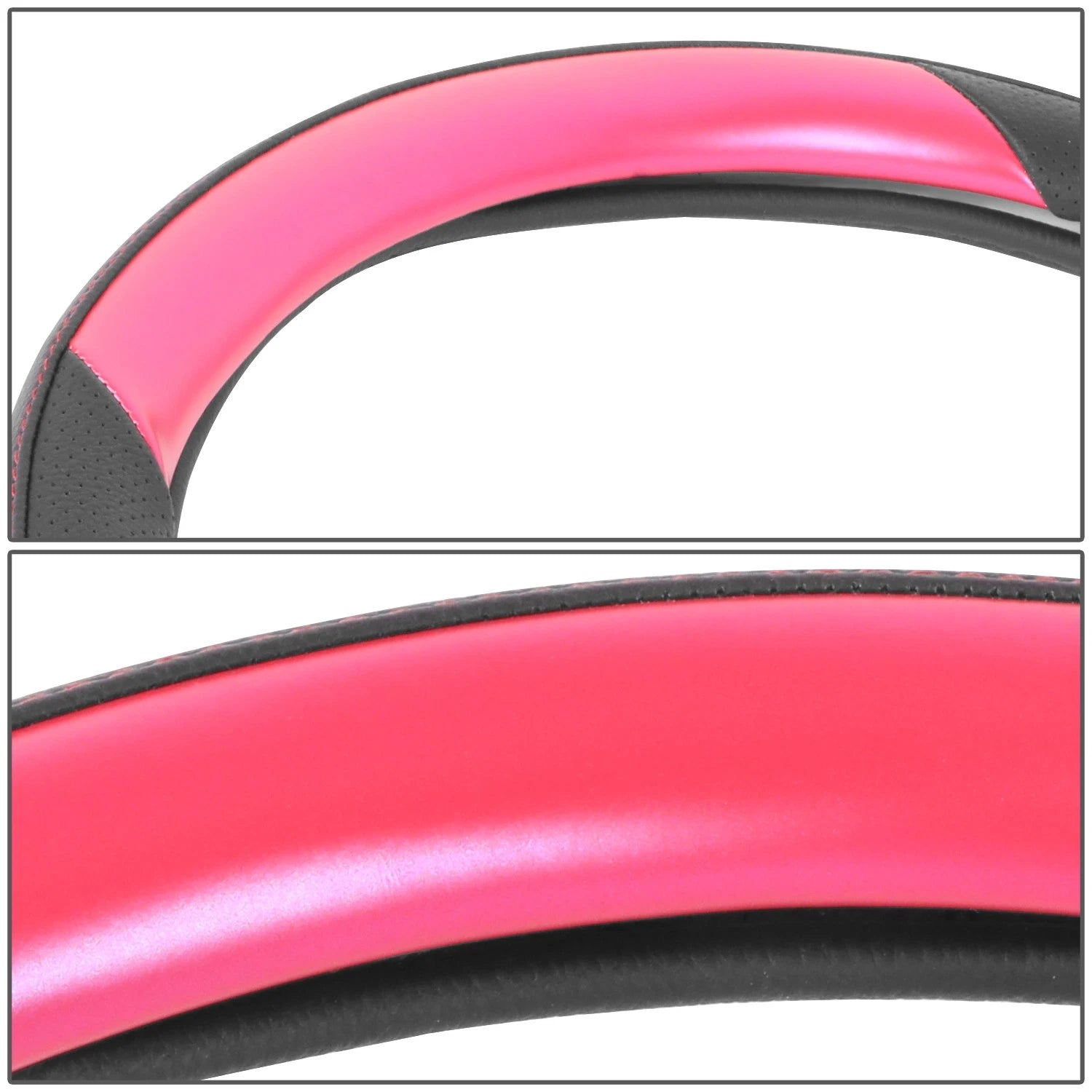 Steering Wheel Cover for Universal Fit (14.5"-15", Red, Perforated Leather)