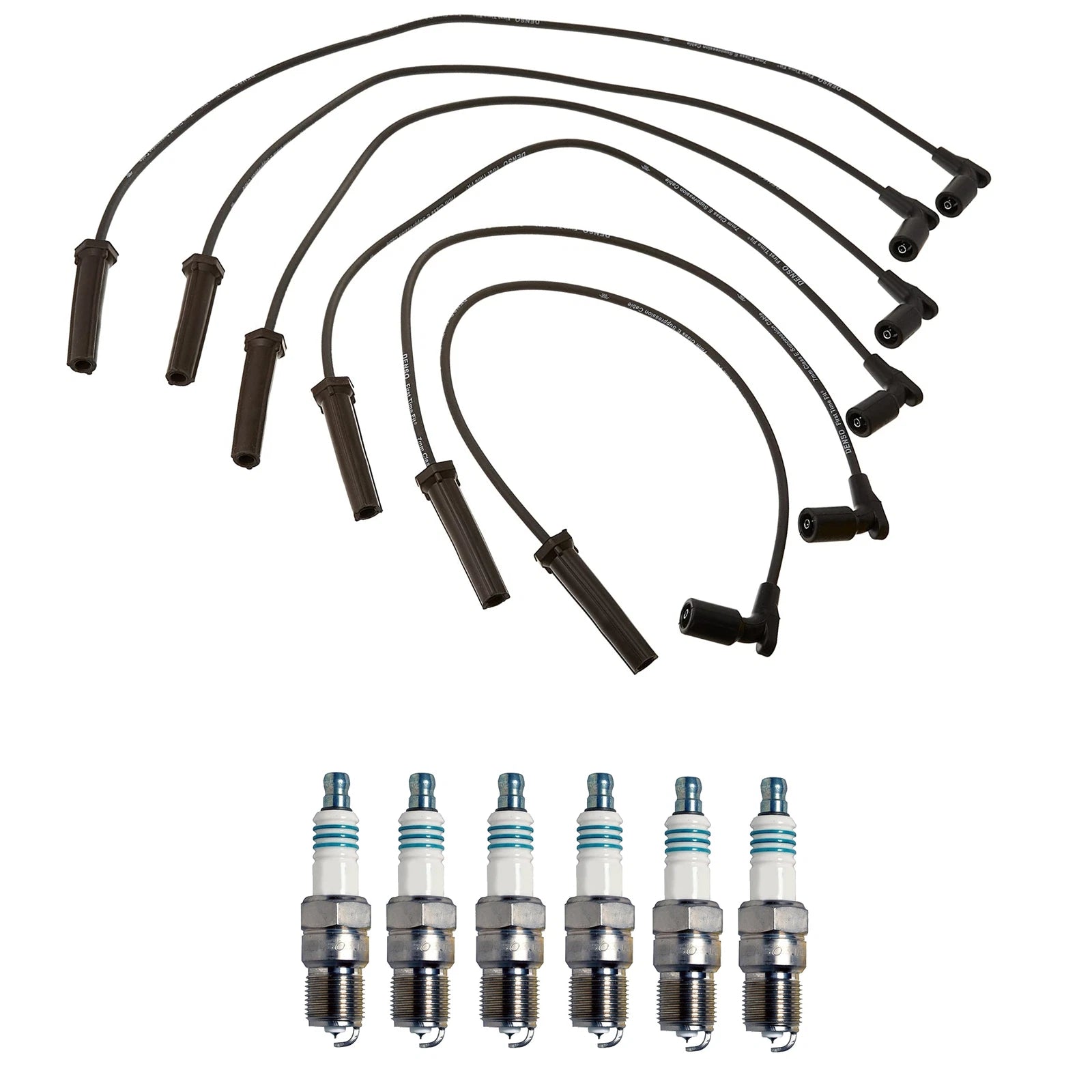 Denso 7mm Wire Set & 6 Iridium Power Spark Plugs for Chevy GMC 4.3L V6 (1996–2002)