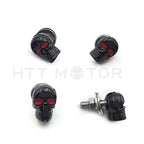 Set of 4 Skull Black Motorcycle License Plate Frame Bolts Screws Red Eye