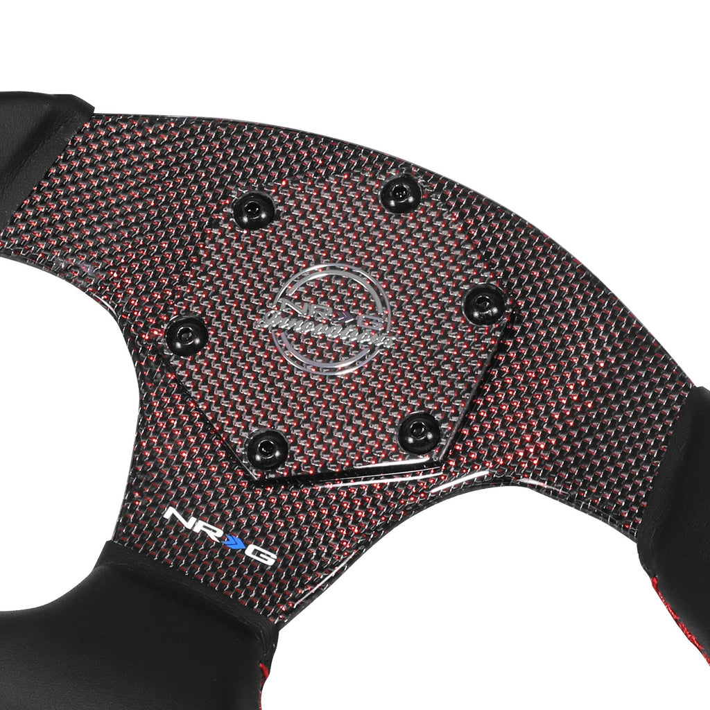 320mm Flat Dish Steering Wheel for NRG 3-Spoke (Flat Bottom, Red Stripe)