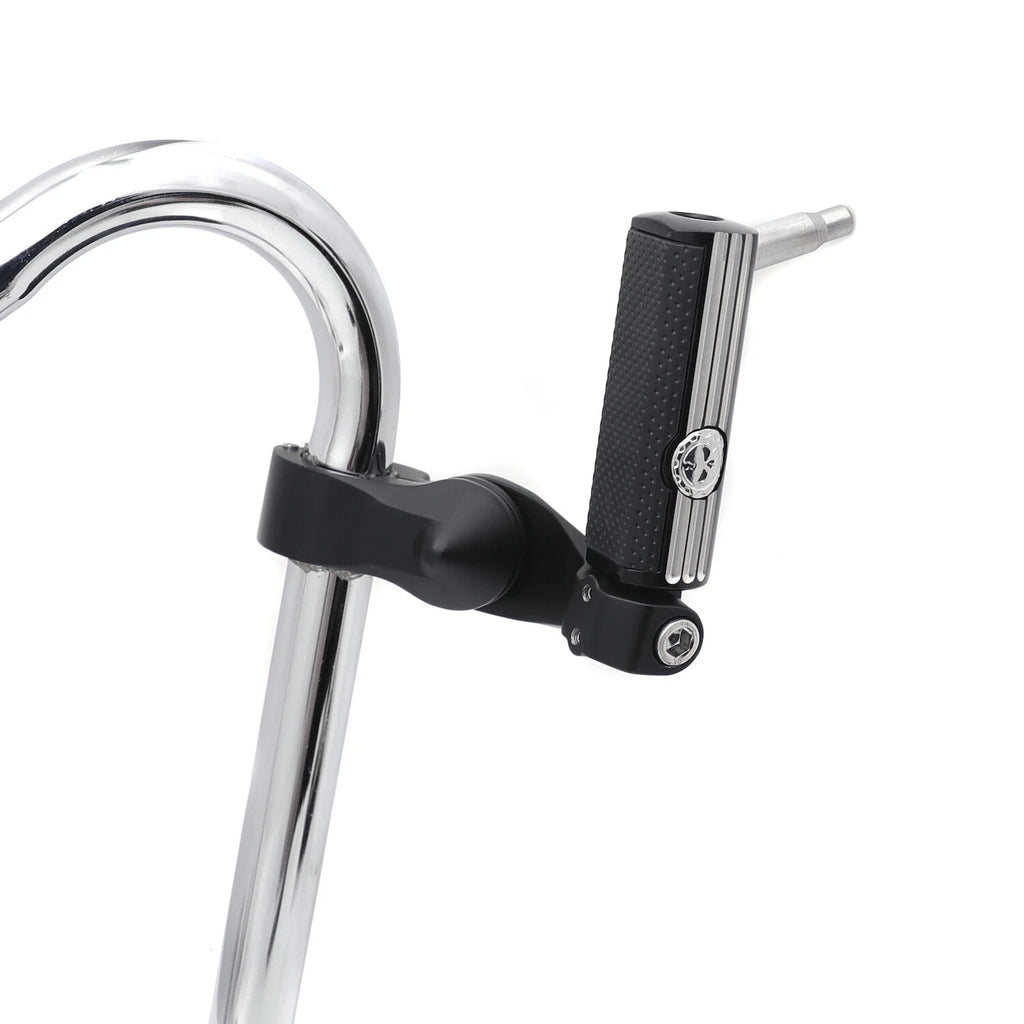 1-1/4" Chrome Black Short Angled Gear Skull Foot Pegs for Motorcycle