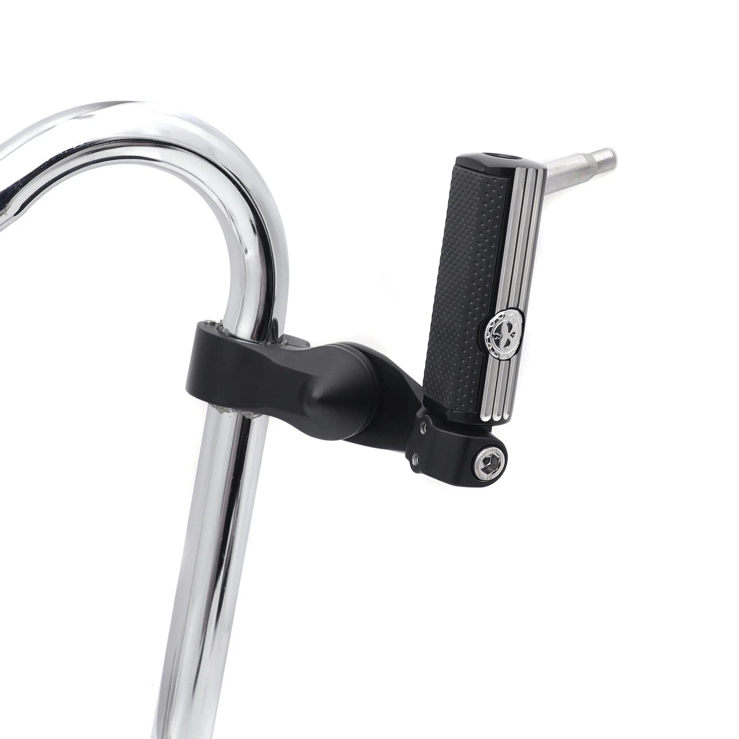 1-1/4" Chrome Black Short Angled Gear Skull Foot Pegs for Motorcycle
