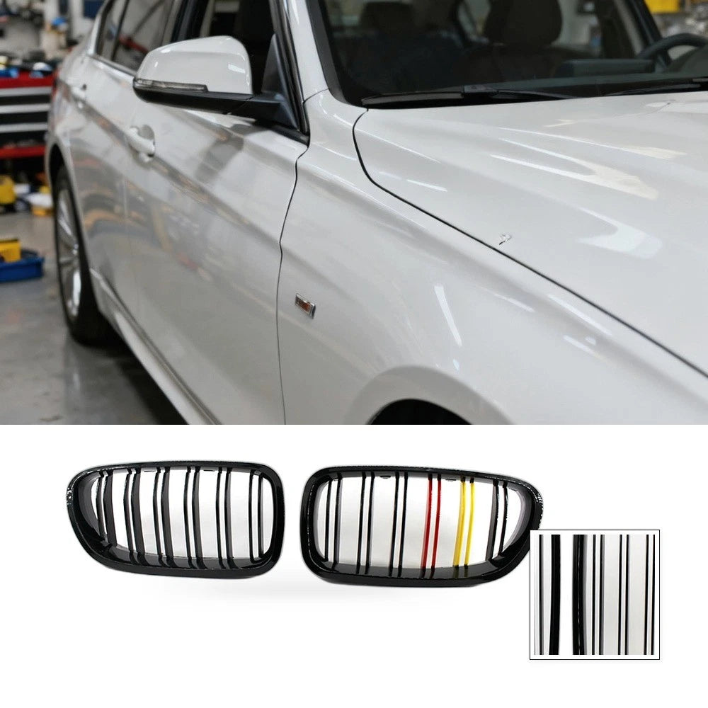 Dual Line Grille for BMW 5 Series F10 F18 (2010–2016) - Red Yellow Flag