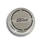 Chrome Cap Covers with Orange Carbon Fiber Ford Oval Inlay for 2015-2016 Mustang
