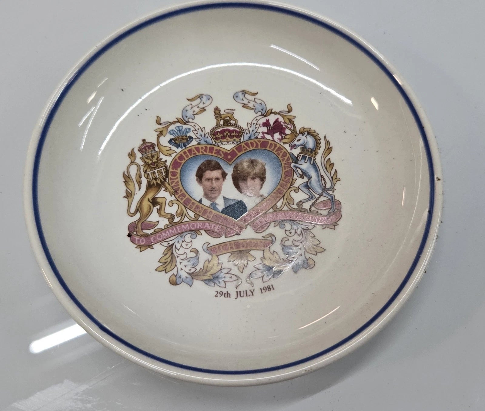 Commemorative Wedding Dish for Midwinter Prince Charles Lady Diana (4")