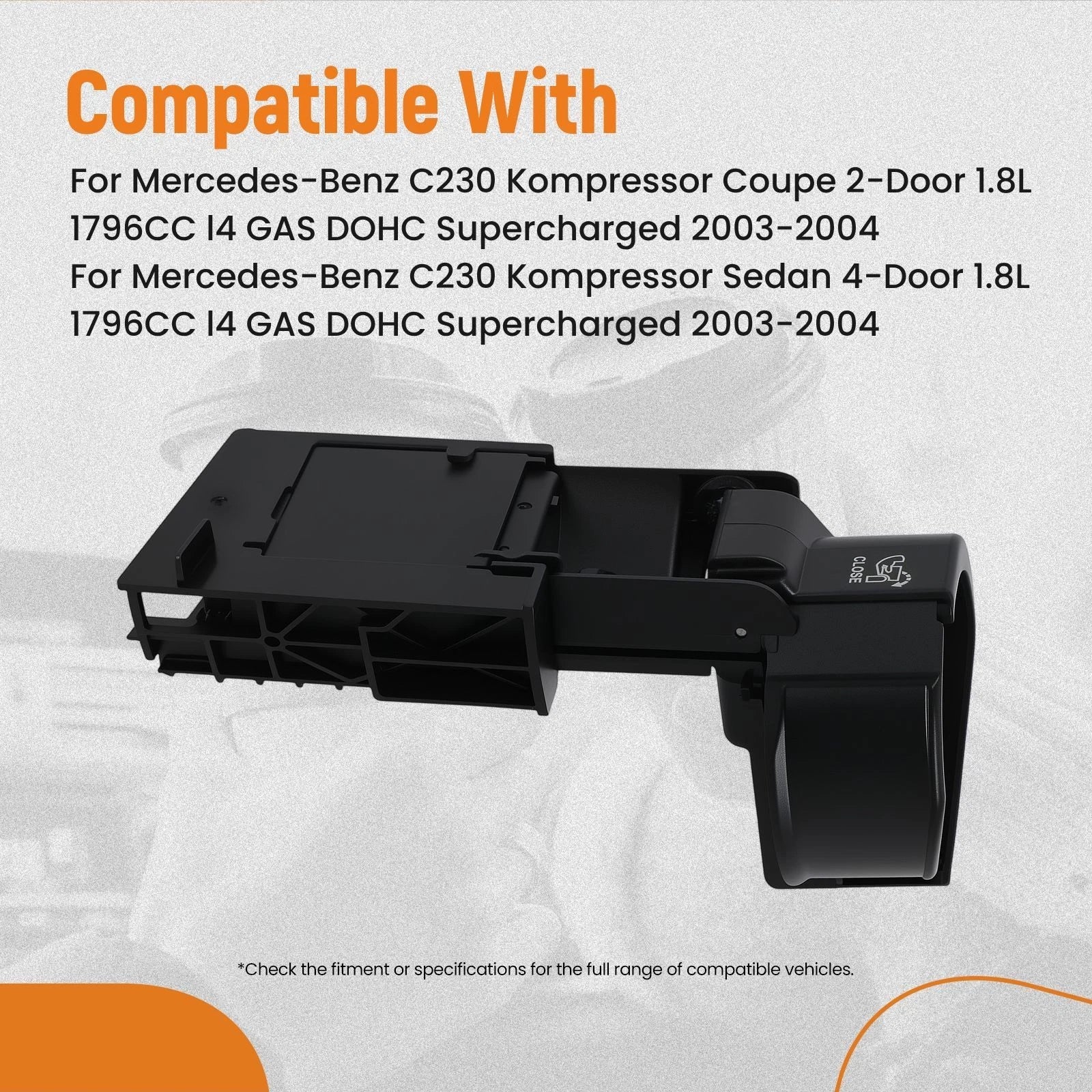 Black Front Center Cup Holder for Mercedes-Benz C240 (2003–2004) A2036800879
