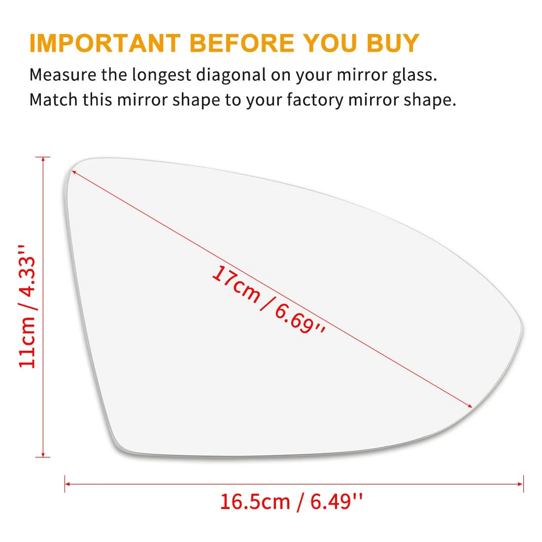 Heated Mirror Glass with Backing Plate for Volkswagen Golf (2015–2020)