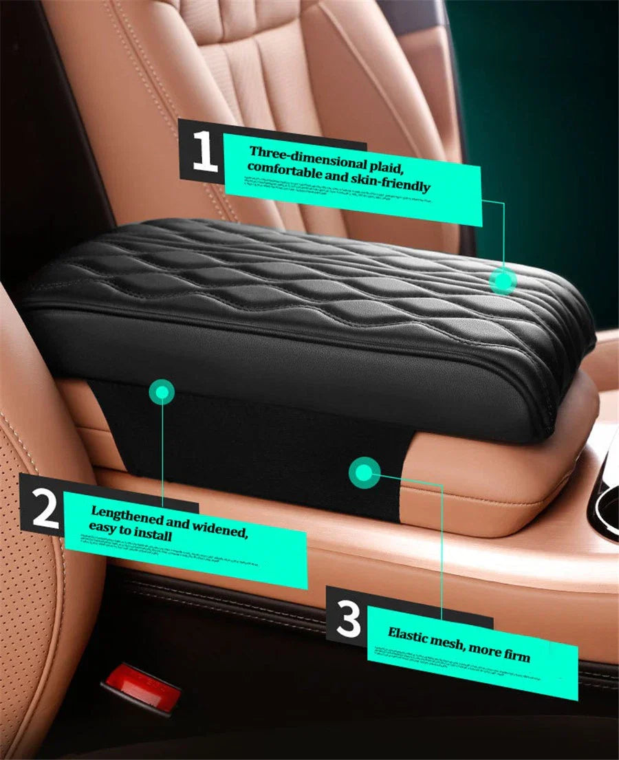 Armrest Pad Cover for Auto Center Console Box Leather Cushion Mat Universal