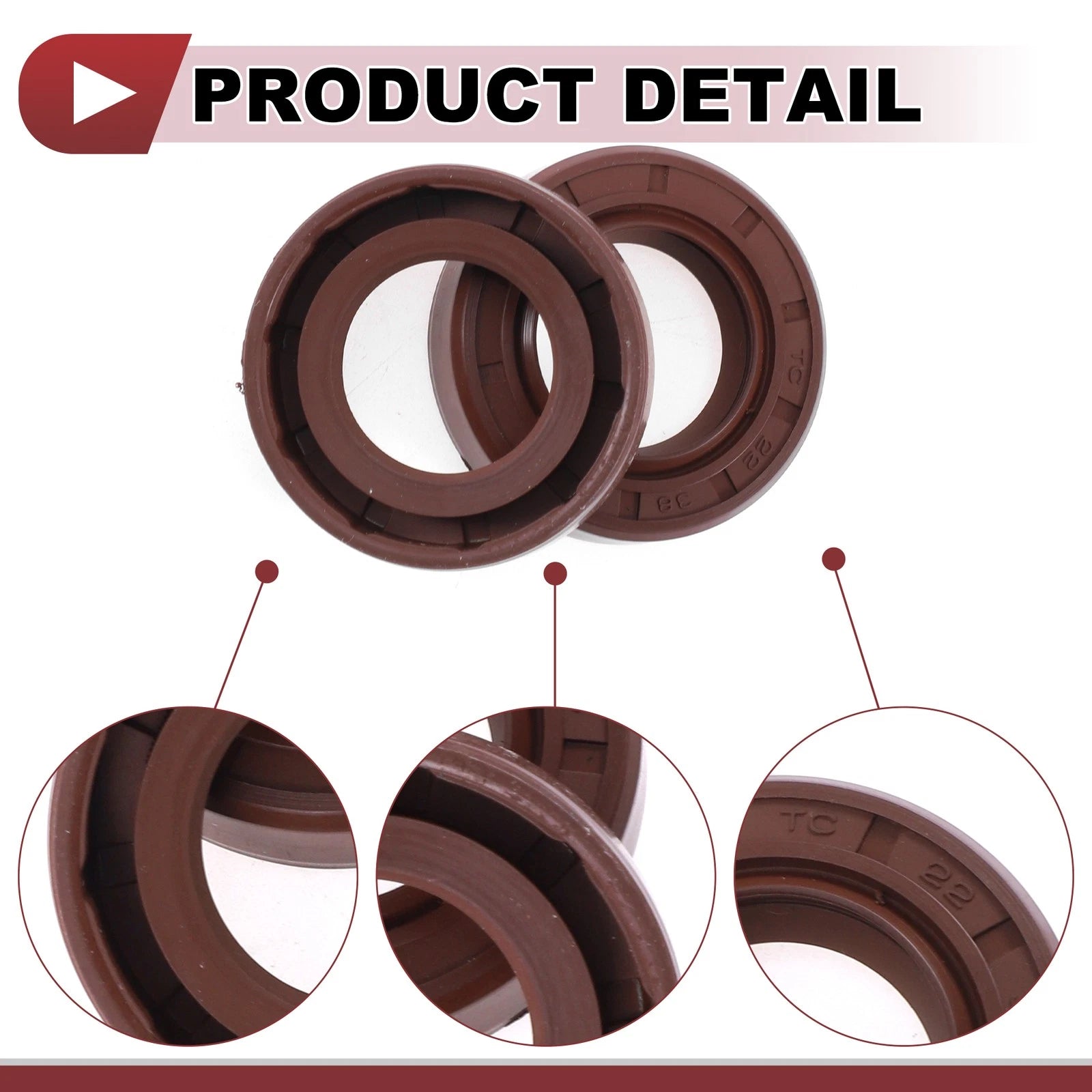 Set of 2 Oil Seal Rotary Shaft Seal FKM Rubber 22x38x10mm