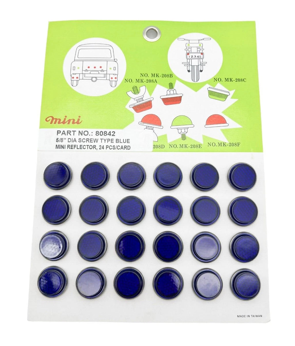 Mini Reflectors Stud Mount Replacement for Blue Bicycle Truck Trailer (24 Pack)