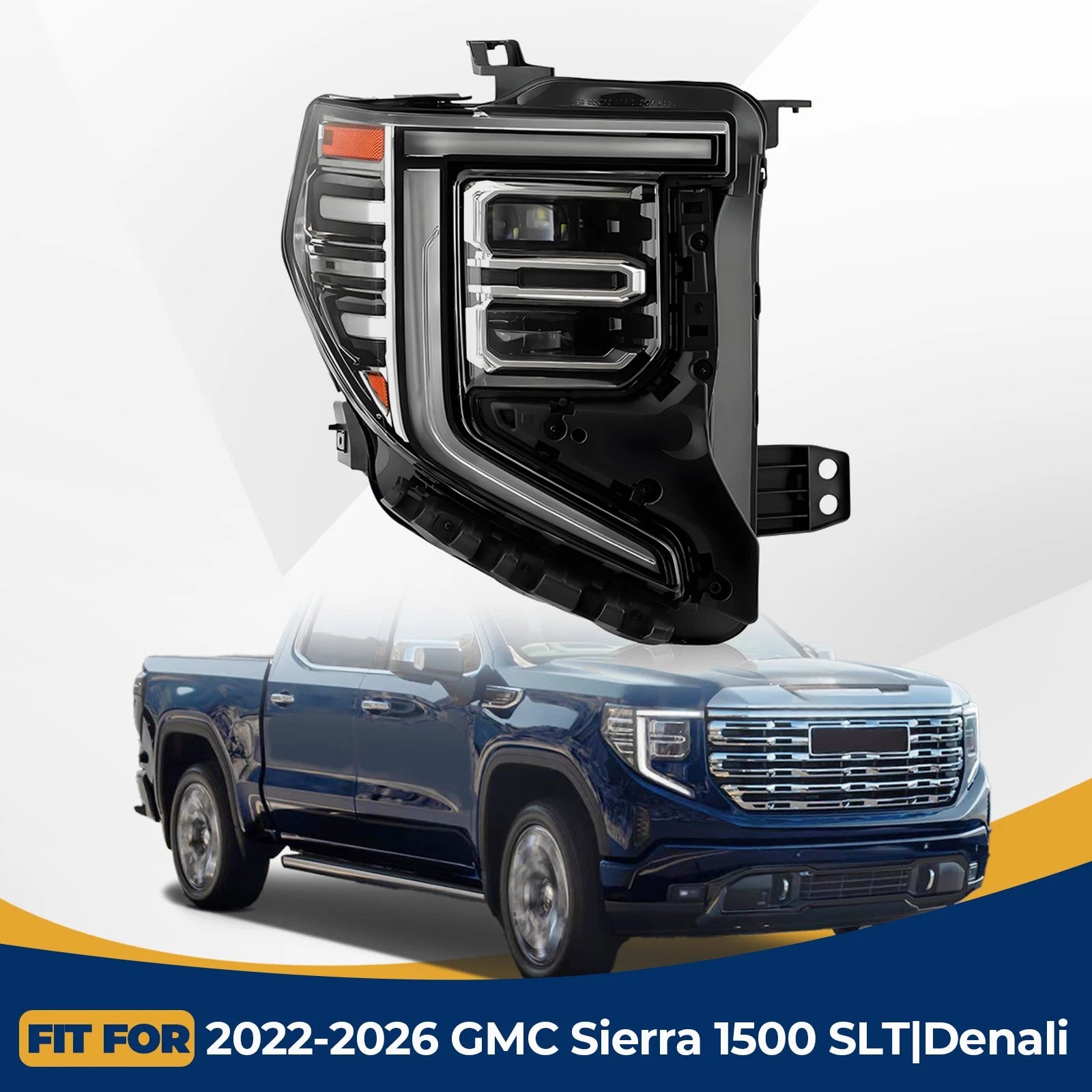 Full LED Headlight for GMC Sierra 1500 SLT/Denali (2022–2024) Right Side