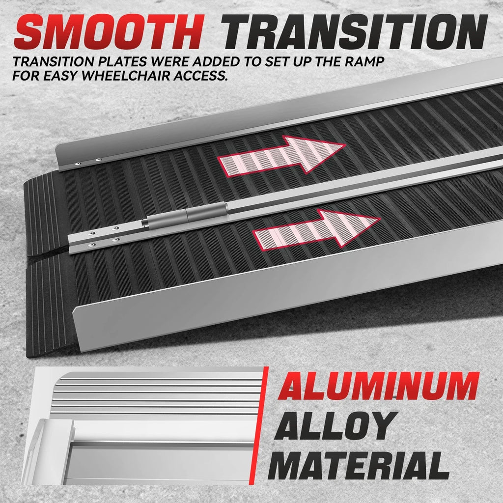 3ft Aluminium Foldable Non-Slip Wheelchair Ramp for Strollers (600lbs)