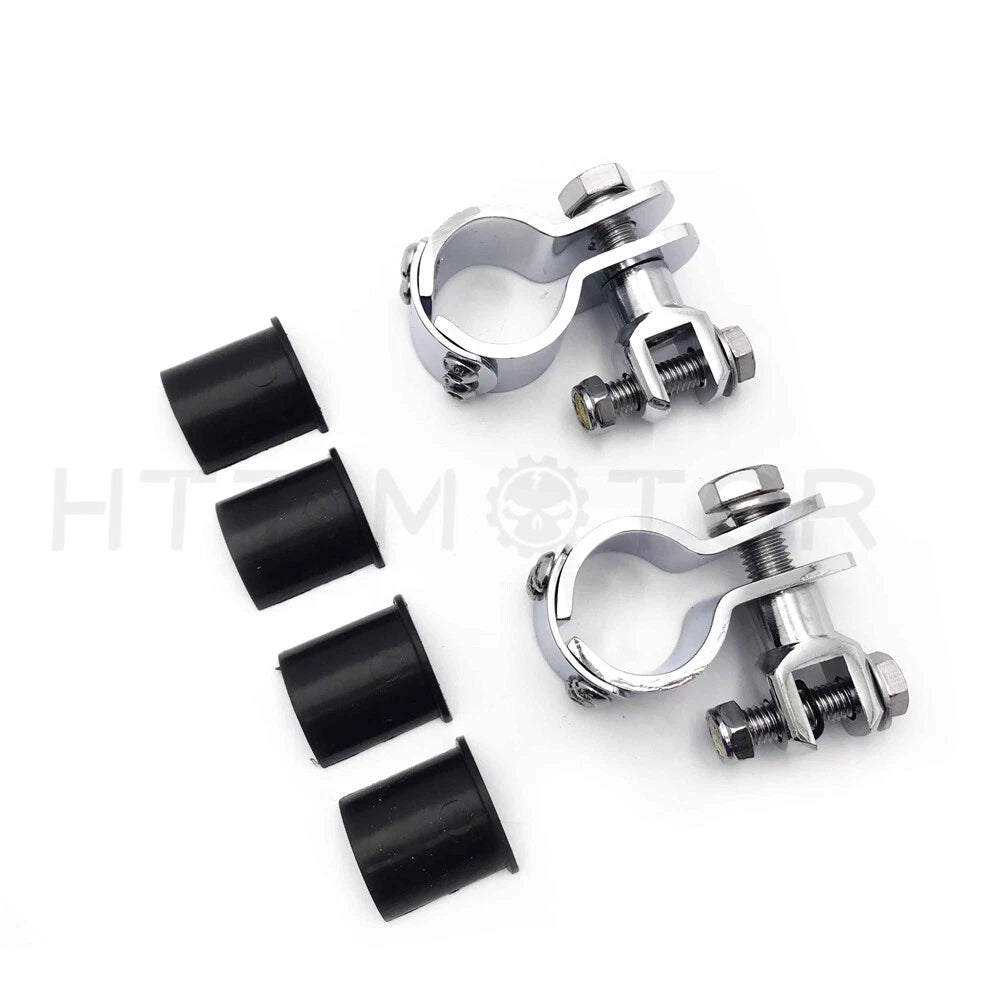 Chrome Foot Peg Mounts for Harley (1" - 1 1/4" Engine Guard)