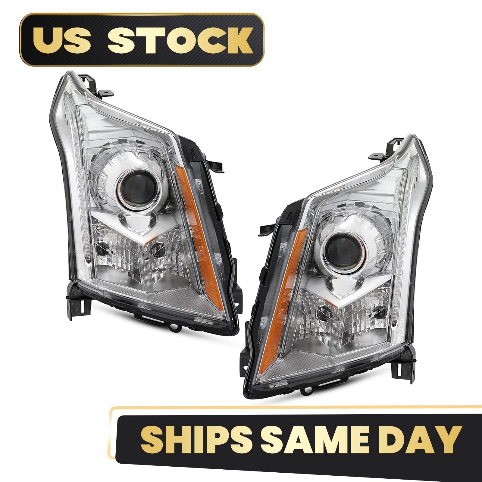 HID Xenon Headlight Pair for Cadillac SRX (2010–2016) AFS Chrome