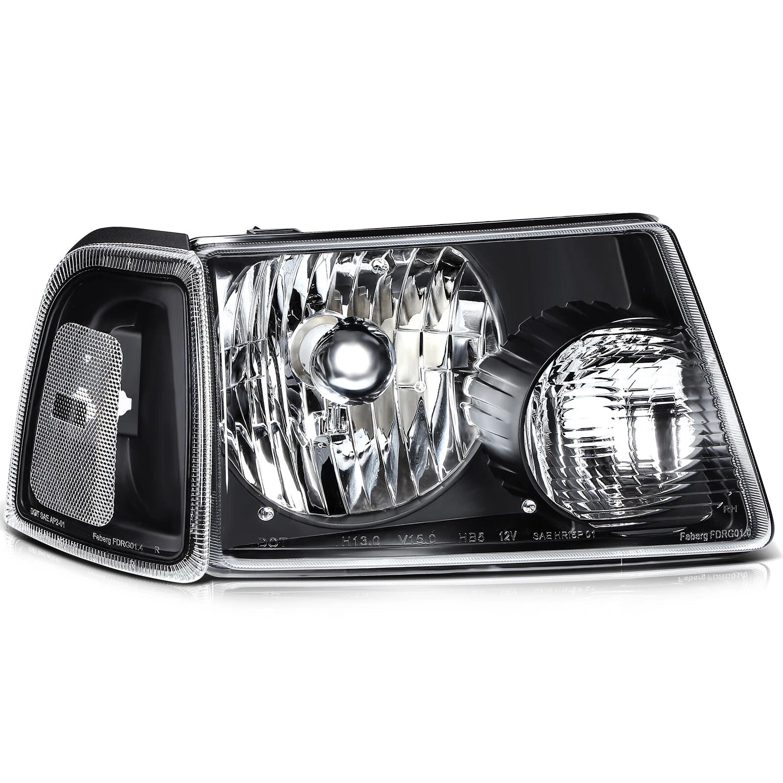 Set of 2 Headlight Assemblies for Ford Ranger (2001–2011) Black Housing