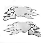 1 Pair Sliver Flaming Skull 3D Sticker Decal for Motorbike Motorcycle Tank Car