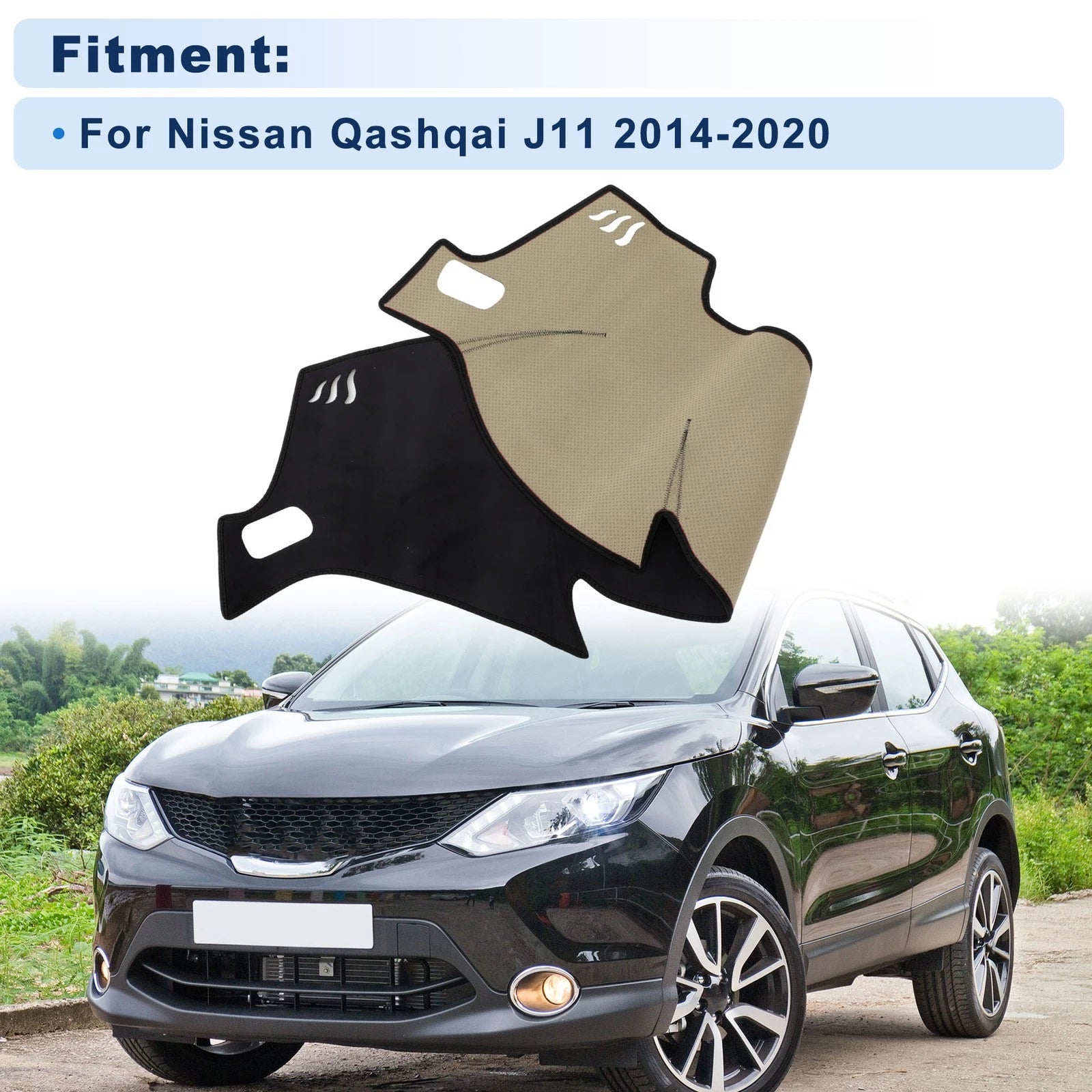 Dash Cover for Nissan Qashqai J11 (2014–2020) Without HUD, Flannel Black