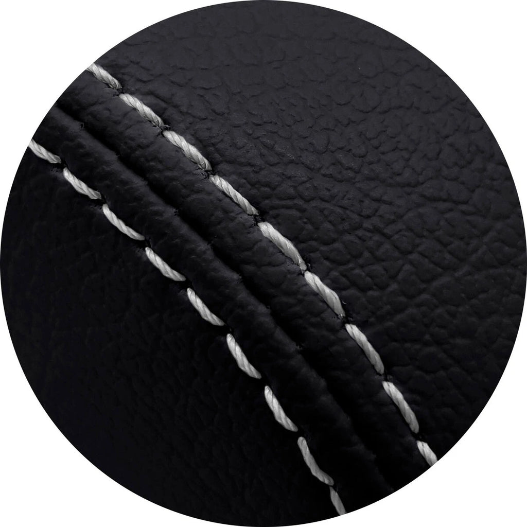 Leather Manual Shift Boot Cover for Nissan 370Z (2008–2019) Black White Stitch