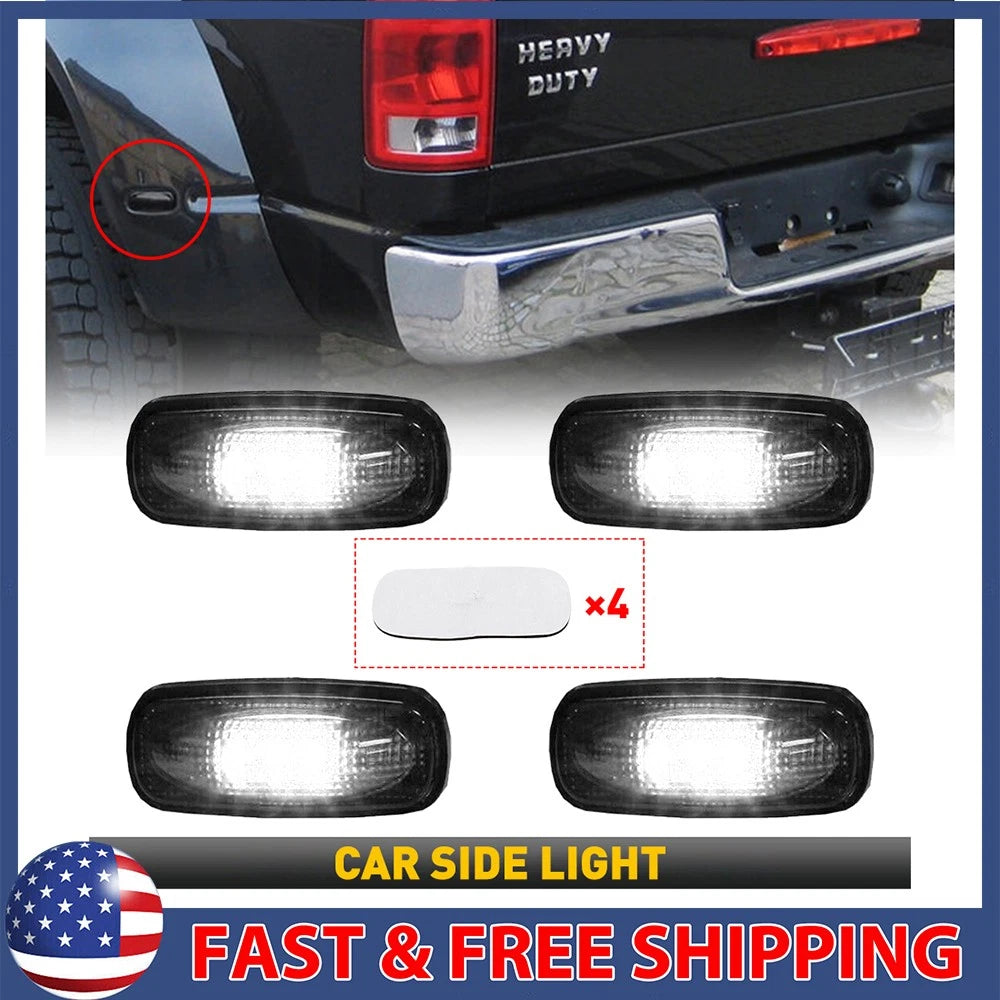 4X LED Light for Dodge Ram 3500 (2003â2009) Smoked White Side Fender Marker