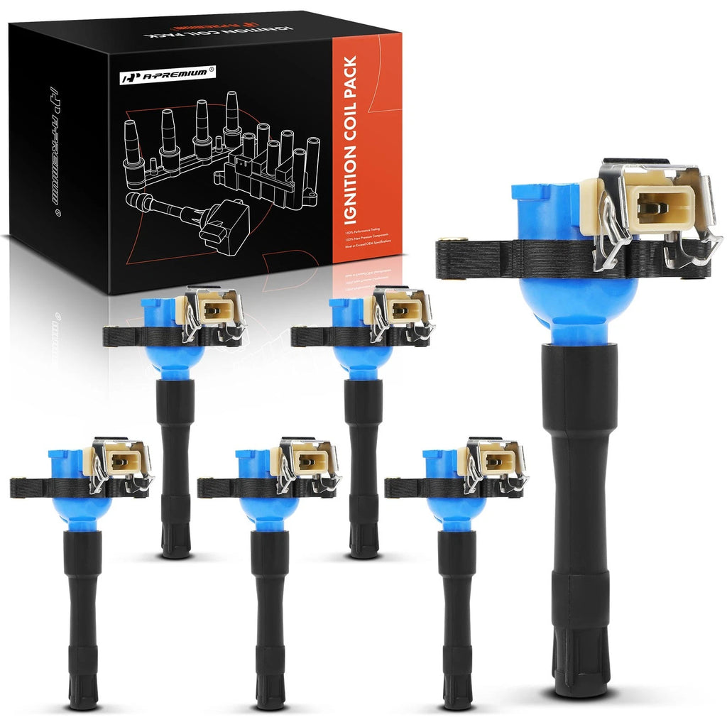 6X Blue Ignition Coil for BMW 320i 2001–2005, 323Ci, X5, 528i, 530i