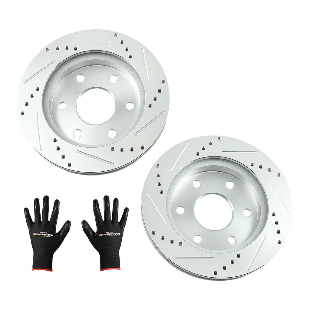 Front Drilled and Slotted Disc Brake Rotors for GMC Savana 2500 (2003–2006) S-55054