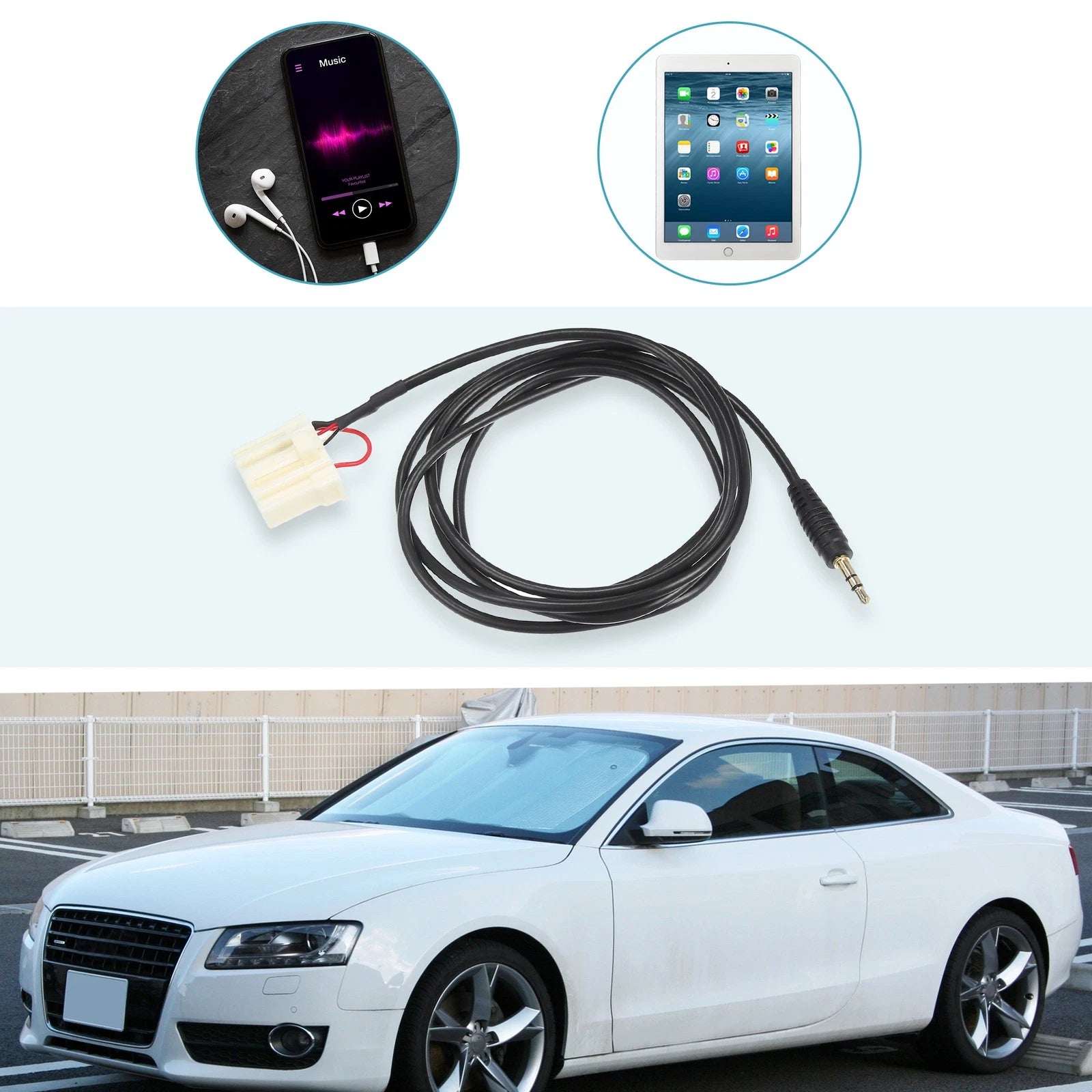 AUX 3.5mm Audio Adapter Cable for Mazda 2 3 5 6 (2006–2013)