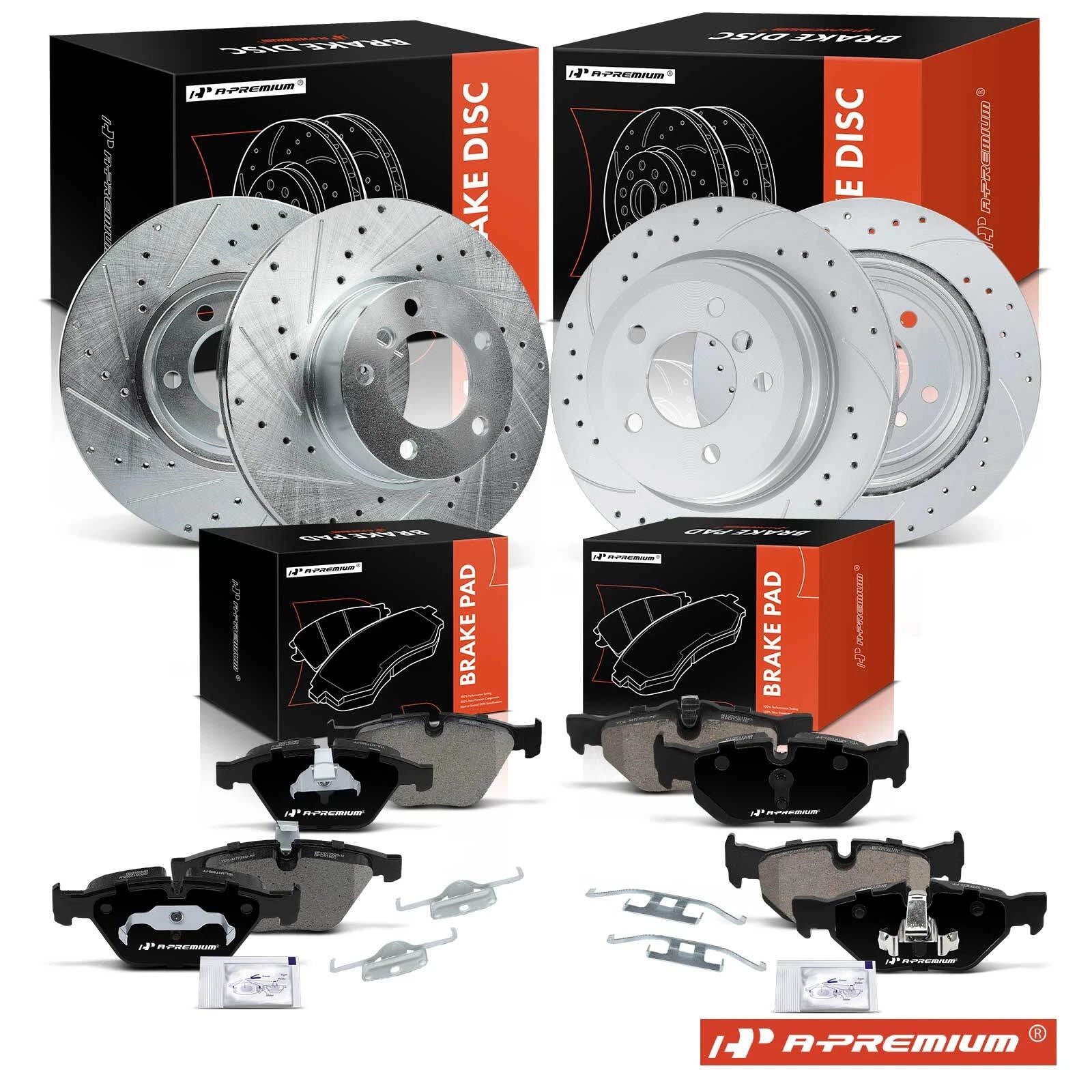 Set of 12 Drilled Rotors & Brake Pads for BMW 328i (2010–2013)