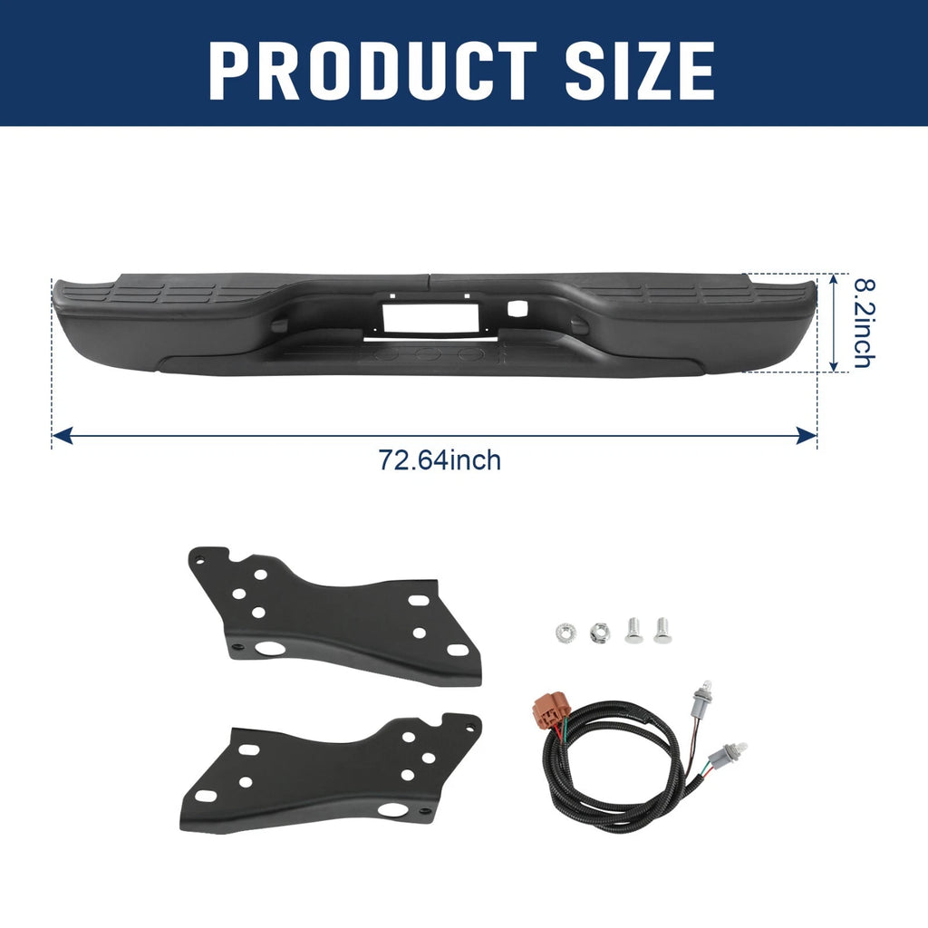 Black Rear Step Bumper for Chevy Silverado GMC Sierra 1500 2500 (1999-2007)