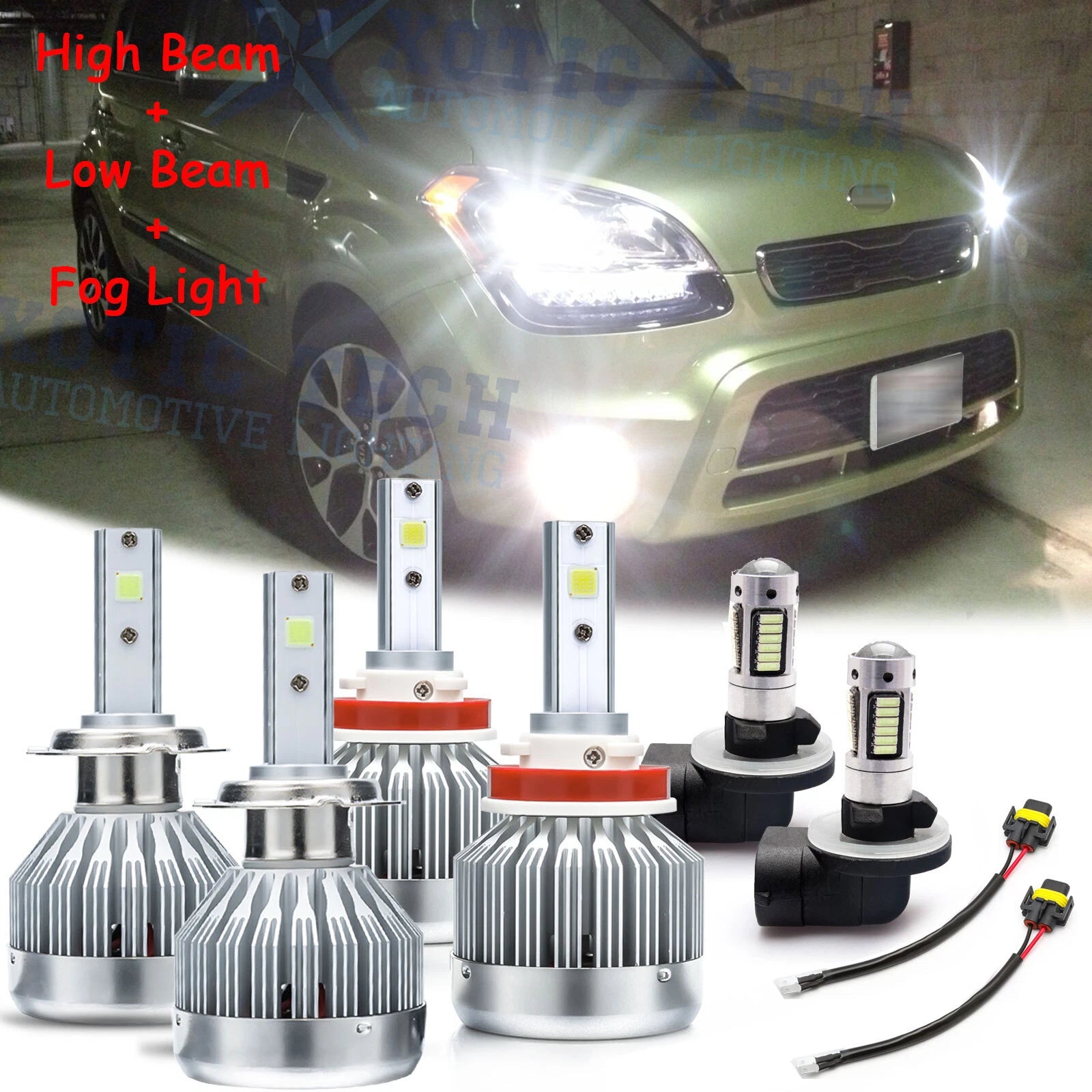 6000K White LED Headlight and Fog Light Bulbs for Kia Soul (2012–2013)