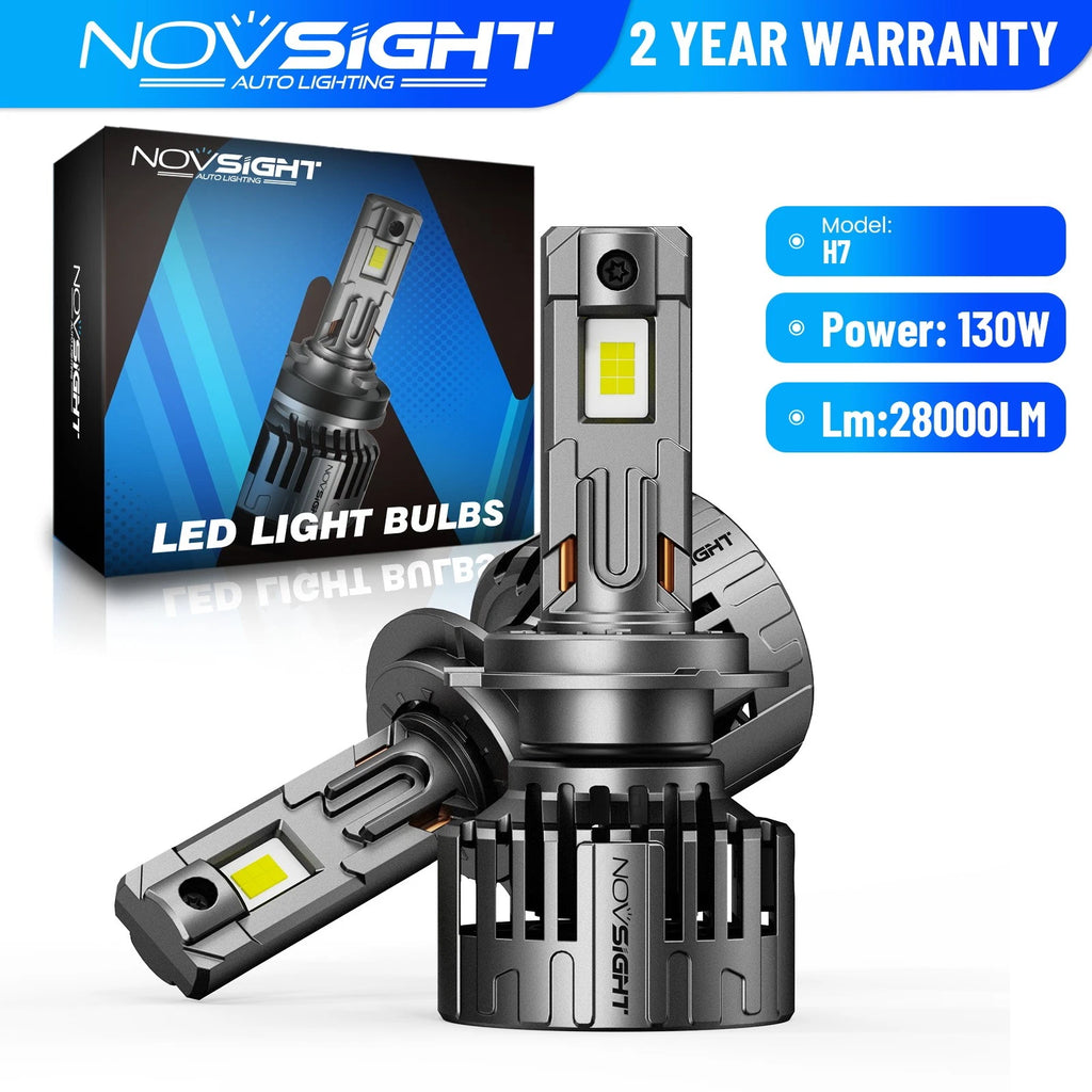 2X H7 LED Headlight Bulbs for NOVSIGHT (28000LM, 6500K)