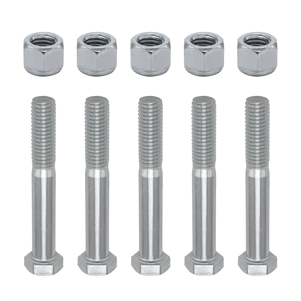 Set of 5 Grade 2 Shear Bolts 1/2" x 3-1/2" with Nylock Nuts for Rotary Cutters